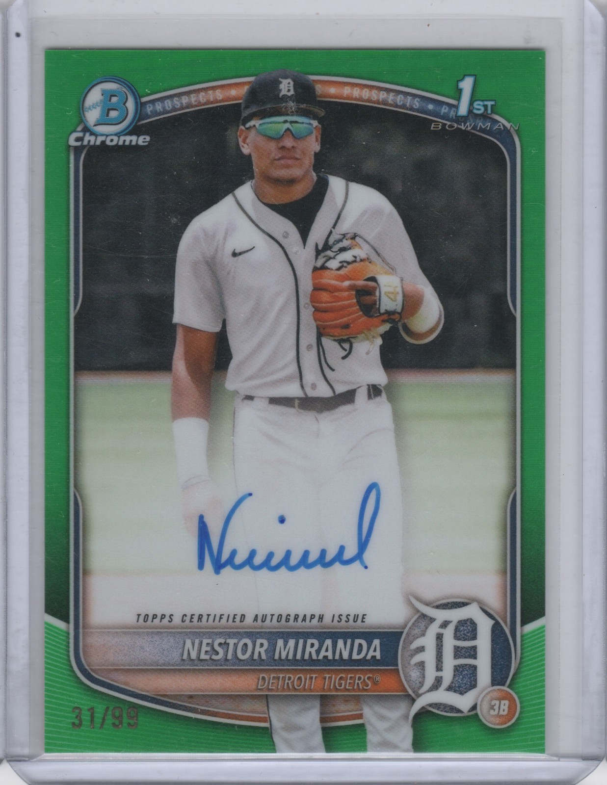 2025 Bowman Chrome NESTOR MIRANDA 1st Bowman Auto True Green /99 Tigers #CPA-NM