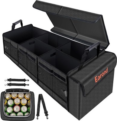 EAROND Large Trunk Organizer with Portable Leakproof Cooler With Cooler, Grey
