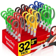 Scissors Bulk Set of 32-Pack, 8" All Purpose Multipurpose Sharp Sewing Craft ...