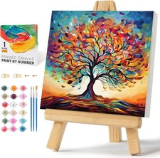 Complete Framed Paint by Numbers Kit - Tree of Life Theme, Easy Art for All Ages