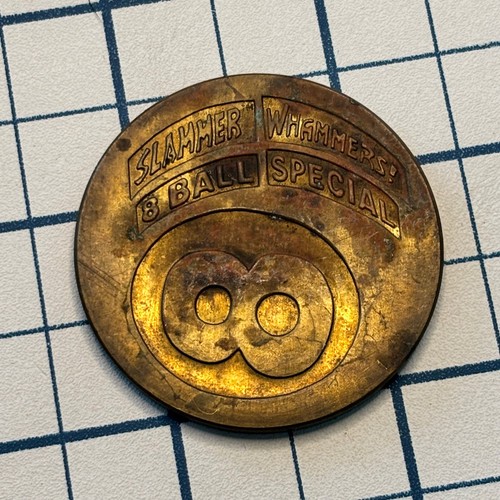 Imperial Slammer Whammers Mondo Metal 8 Ball Special 1994 Brass Pog Vintage Coin