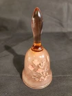 Vintage Fenton Art Glass bell, featuring a pink diamond  hand-painted
