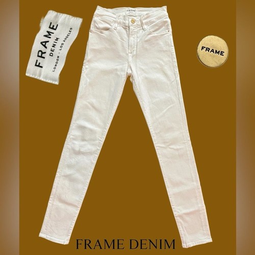 FRAME Le High Skinny High Rise Skinny in Blanc Denim Jeans White Slim Womens 24 - Picture 7 of 16