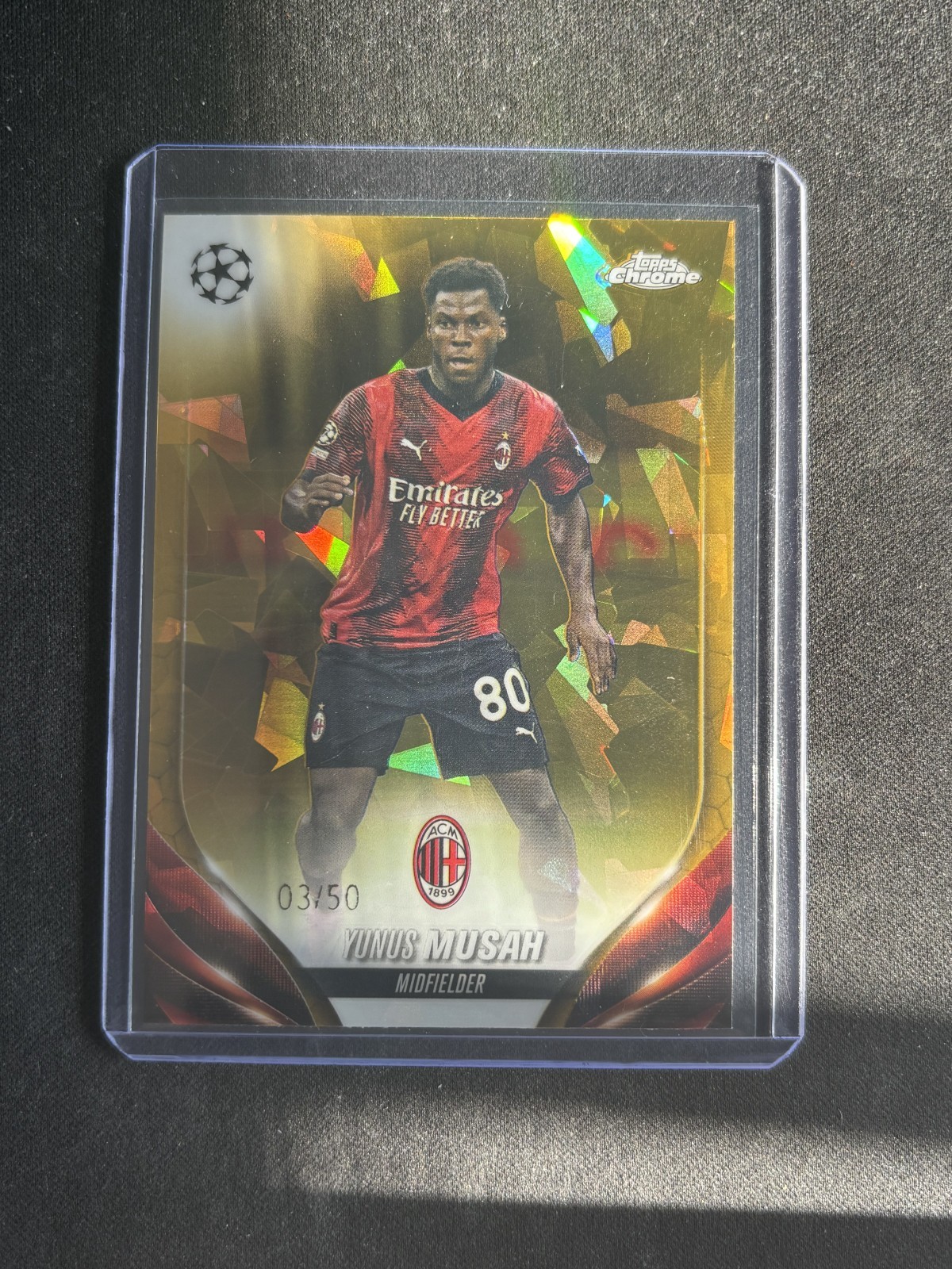 Yunus Musah 2023 Topps Chrome Sapphire UEFA #89 Gold /50