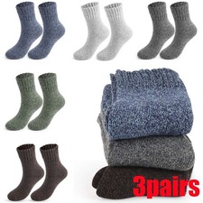 3 Pairs Mens WARM Socks Wool Cashmere Thick Breathable Socks Mid Calf Soft New