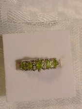 Green Peridot CZ Marquise Size 5-7 Adjustable Silvertone Ring August Birthstone