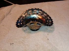 VTG Fenton Carnival Glass Basket Weave Open Lace Bowl Incandescent