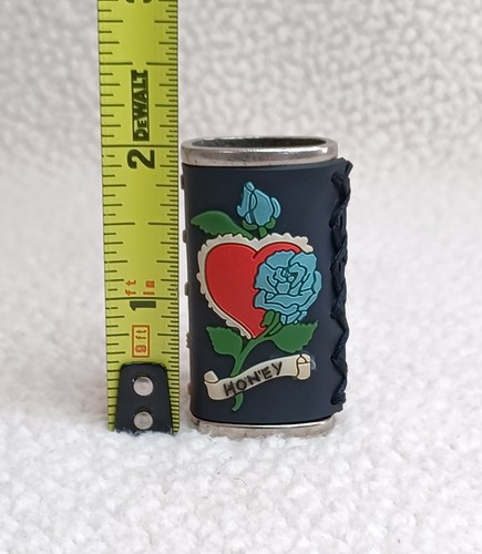 Metal Lighter Case Cover Fits Mini Bic Lighter Rose & Heart W/ 'Honey' Banner - Picture 8 of 16