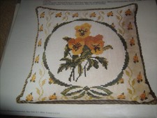 CM Columbia Minerva Cross Stitch Pillow Kit 14" x 14" New COLONIAL PANSIES