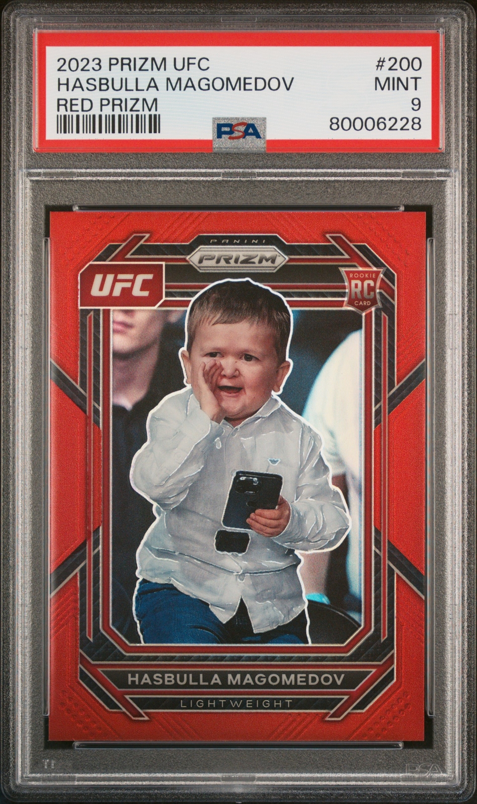 2023 PANINI PRIZM UFC RED PRIZM #200 HASBULLA MAGOMEDOV 188/199 PSA 9