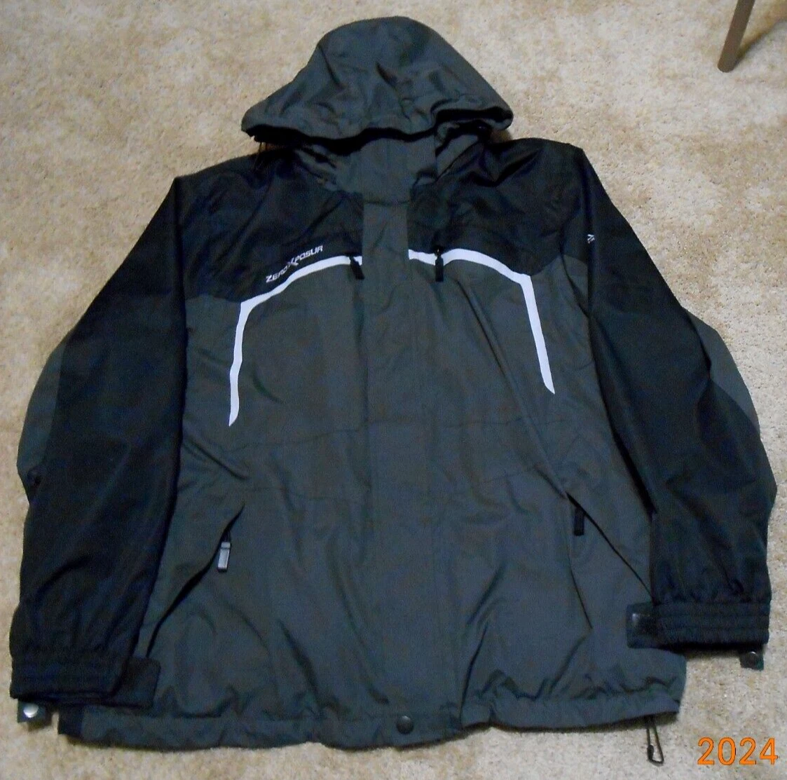 Veste De Ski Hiver Homme ZEROXPOSUR Noir/gris Taille L - Imperméable, Coupe-vent, Avec Capuche Amovible