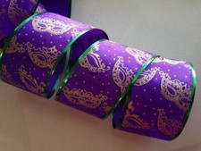 Mardi Gras Ribbon, 2 1/2" Wide, Wired Edge, 3 YARDS