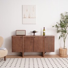 Modern Wood Storage Sideboard with Adjustable Shelves, 60in Buffet Cabinet