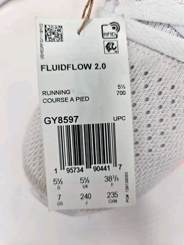 Adidas Women's White/Orange Sneaker Fluid Flow 2.0 Running Size 7 US Lightweight - Picture 2 of 8
