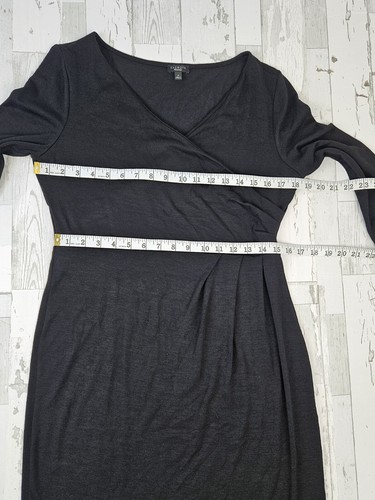 Talbots Wrap Sheath Black Dress Wool Blend Lightweight Womens Medium - Picture 5 of 8