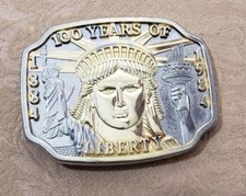 Vintage 100 years of Liberty 1884 - 1984 Belt Buckle Statue of Liberty USED