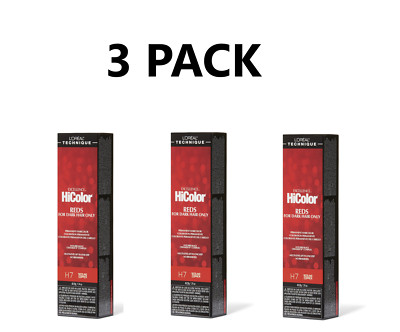 Loreal Excel HiColor For Dark Hair/H7 Sizzling Copper 1.74oz 49.29 g. (3 Pack)