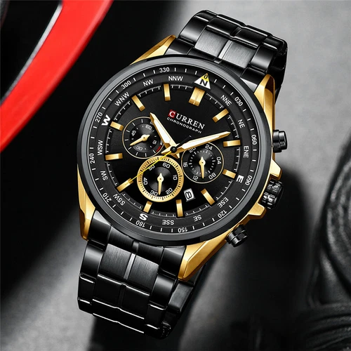 CURREN Fashion Watch Men Chronograph Wristwatch Business Steel Quartz Date Watch - Picture 8 of 28