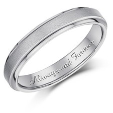 4mm 'Always and Forever' Engraved Titanium Matt & Polished Wedding Ring
