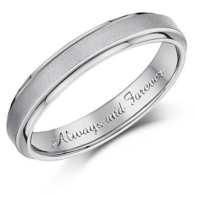 Ehering 4 mm ''Always and Forever'' Titan mit Gravur matt & poliert