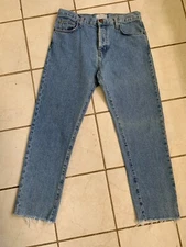 Current/Elliott ORIGINAL STRAIGHT Button Fly High Rise Frayed Hem Jeans Sz 28