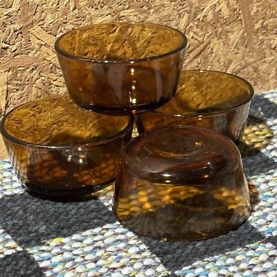 VINTAGE  Lot of 4 - Anchor Hocking Fire-King Bowl  -Amber Brown