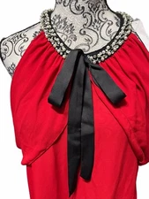 7th Avenue Design Studio NY&Co Black Ruffle Sleeveless Blouse Women's Size Large