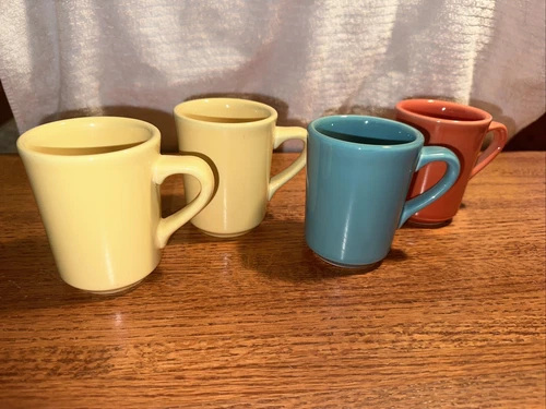 Real! HOMER LAUGHLIN HLC Mugs Set Of 4 Vintage Colorations Pastels