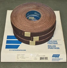 (3) Norton Metalite R247 Sanding Paper Roll 66623374294, 1" x 75ft, 50 Grit