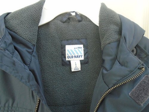 Old Navy Zip Hooded Utility Jacket Youth Boy's Large 10/12 Fleece Lined - Picture 5 of 12