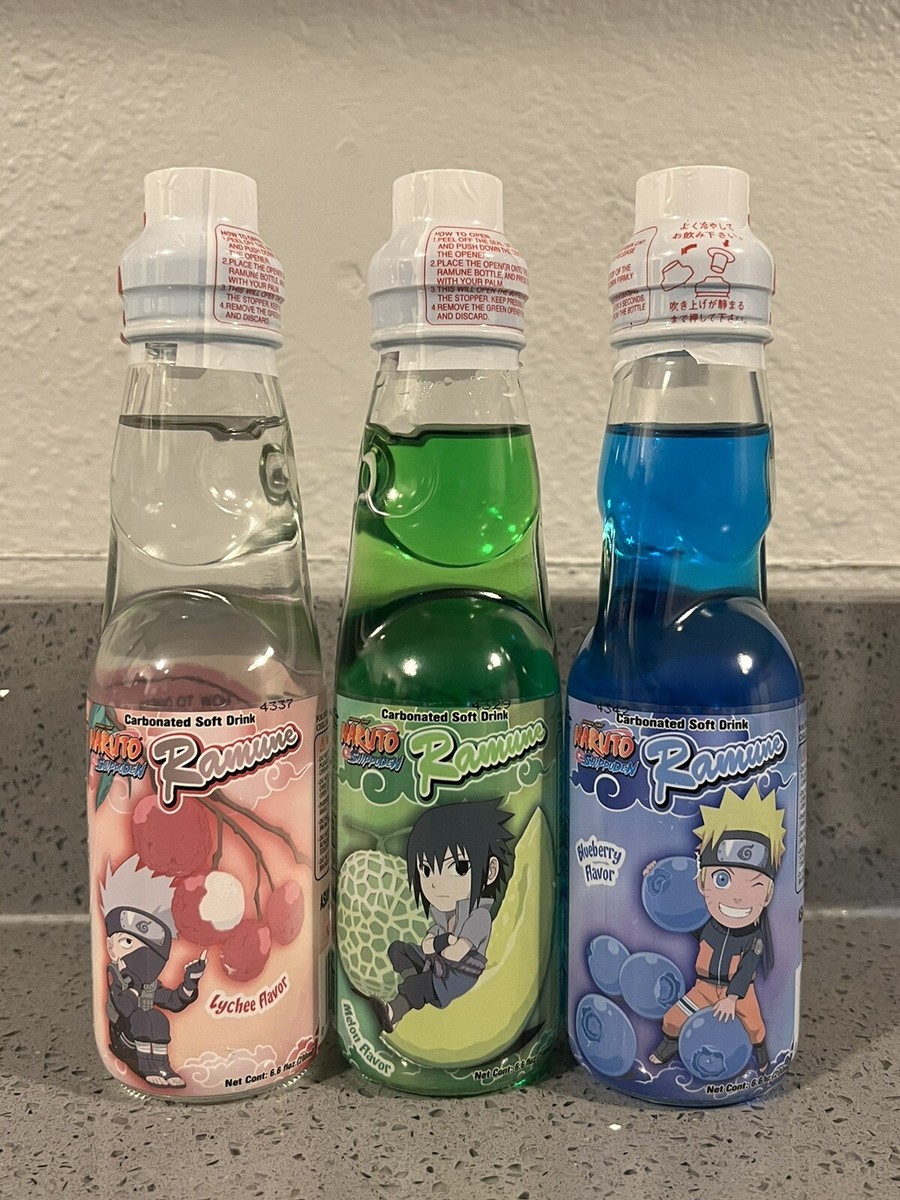 3 NEW Limited Edition Naruto Ramune Bottle Set Japan Soda Flavors