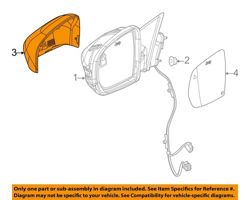 CHRYSLER OEM 17-22 Compass Front Door Outside Mirrors-Mirror Cover 68348432AA