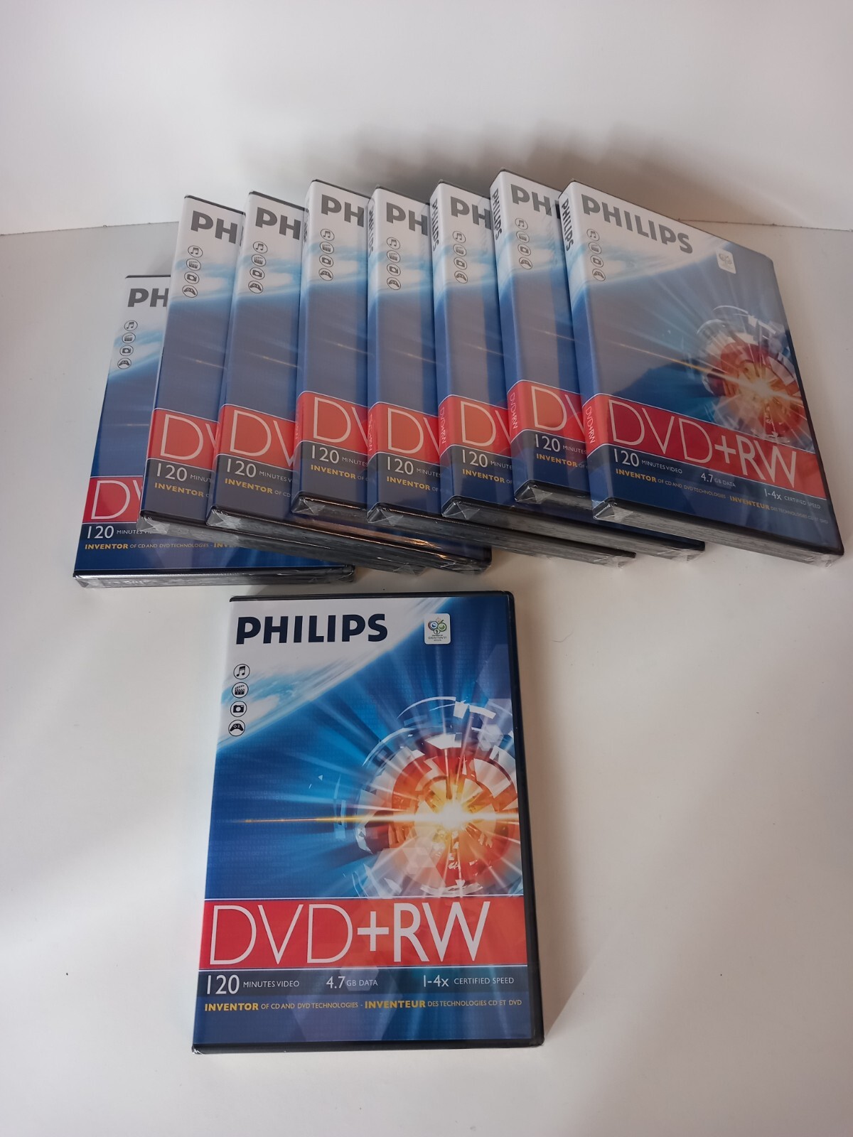 9x Philips DVD+RW 4.7GB Disc 120Min 4x Speed Rewritable Blank Discs New Sealed