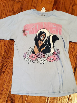 T shirt female S Disney BAMBI FLOWER Port & Co 100% Cotton NWOT blue Rung Spun