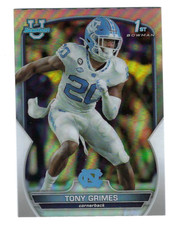 TONY GRIMES 2022 BOWMAN UNIVERSITY CHROME 1ST BOWMAN SILVER REFRACTOR