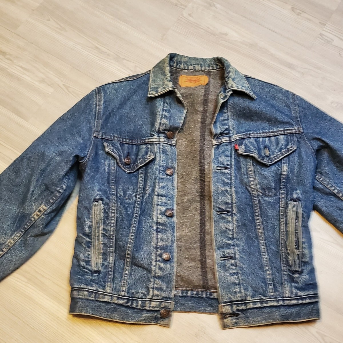 VTG 70s 80s Levis 38 Denim Levi's Trucker Blanket Lined