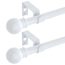 2 Pack White Curtain Rods for windows 32 to 48 inch 5/8 inch Decorative Curta...
