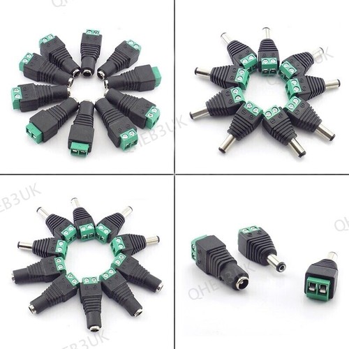 DC Male Female Connector 2.1x5.5mm Power Jack Adapter Plug For LED ...