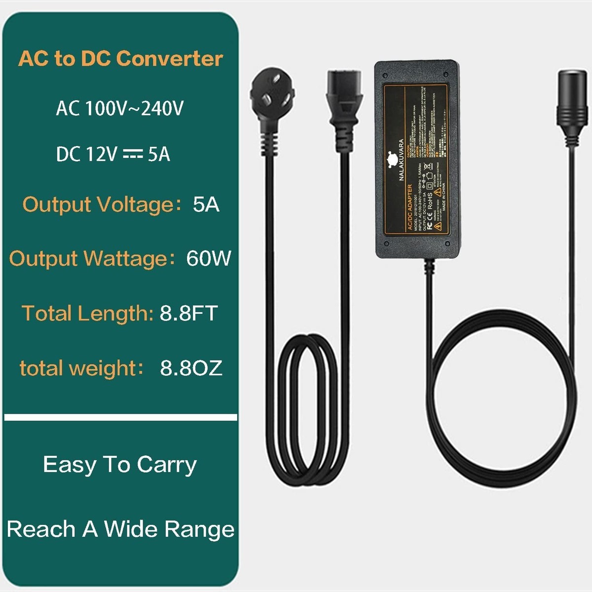 Premium 120 Volt To 12 Converter 110 Ac 12v Dc Power Adapter Cigarette