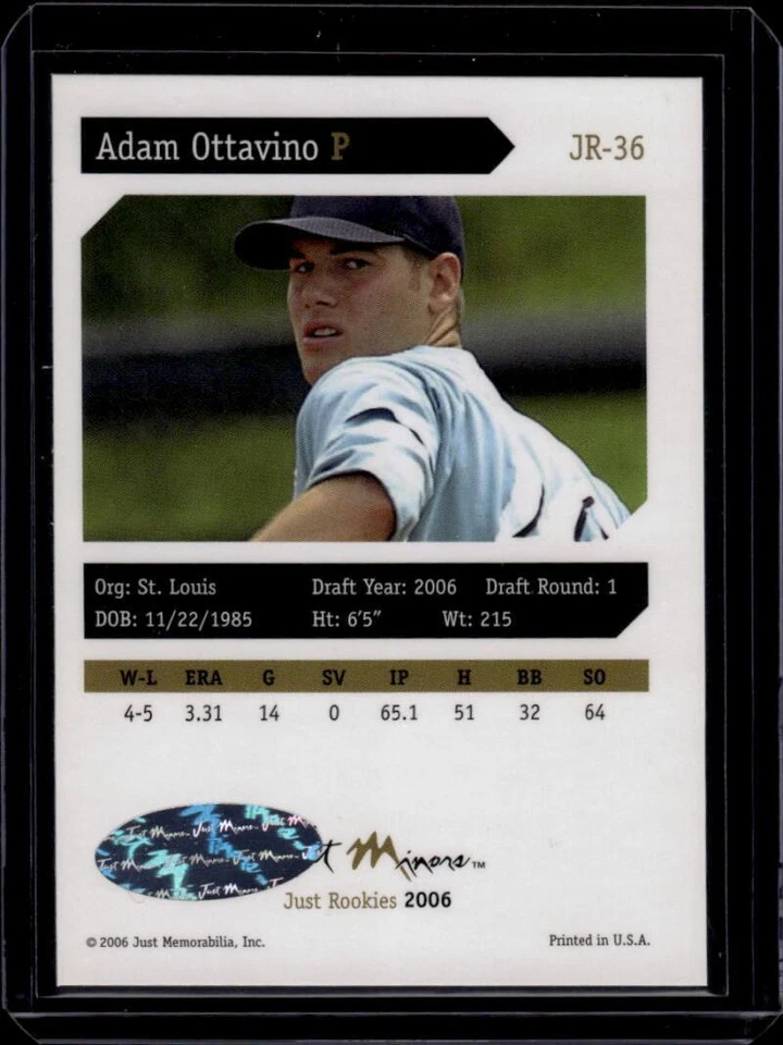 2006 Just Rookies #JR-36 Adam Ottavino Baseball Card NM-MT AUTO Autograph 41520 - Image 2 of 2