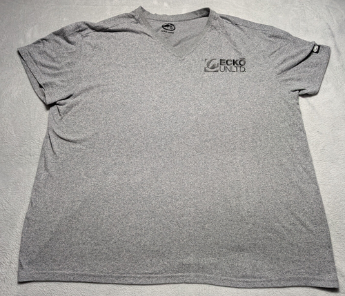 T-shirt Ecko Unltd grigia 4XL vestibilità atletica scollo a V logo performance maglietta sportiva - Foto 3 di 8