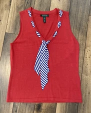 Lauren Ralph Lauren Sleeveless Sweater Womens Size Large.Silk Scarf ￼