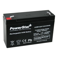 PowerStar AGM6V12 6V 12AH F2 Rechargeable Battery