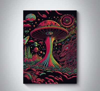 TRIPPY PSYCHEDELIC MUSHROOM PLANET POSTER ART PRINT SIZE A3 A4 | eBay UK
