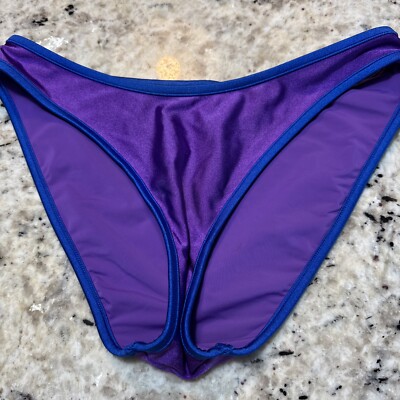 B Fyne Swim Bikini Bottom Dipped Front Purple With Blue Lining Size XS