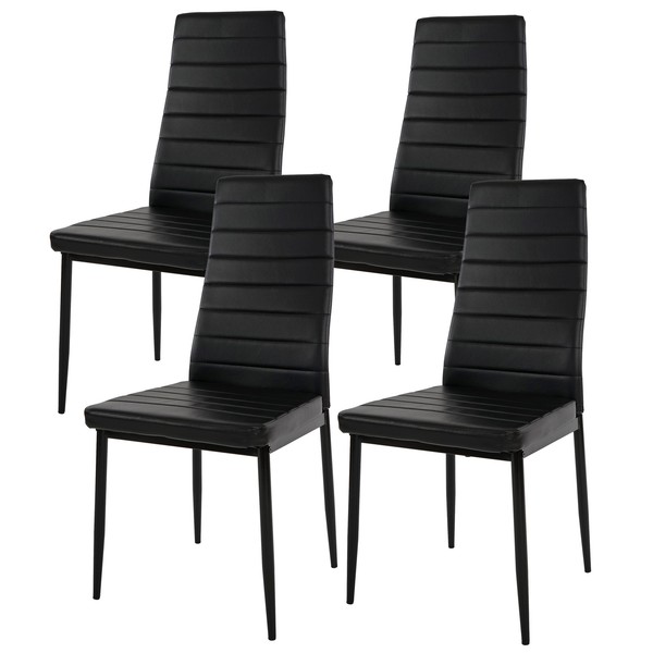 4Er-Set Esszimmerstuhl Lamego, Kunstleder Schwarz, Stuhl Lehnstuhl-image
