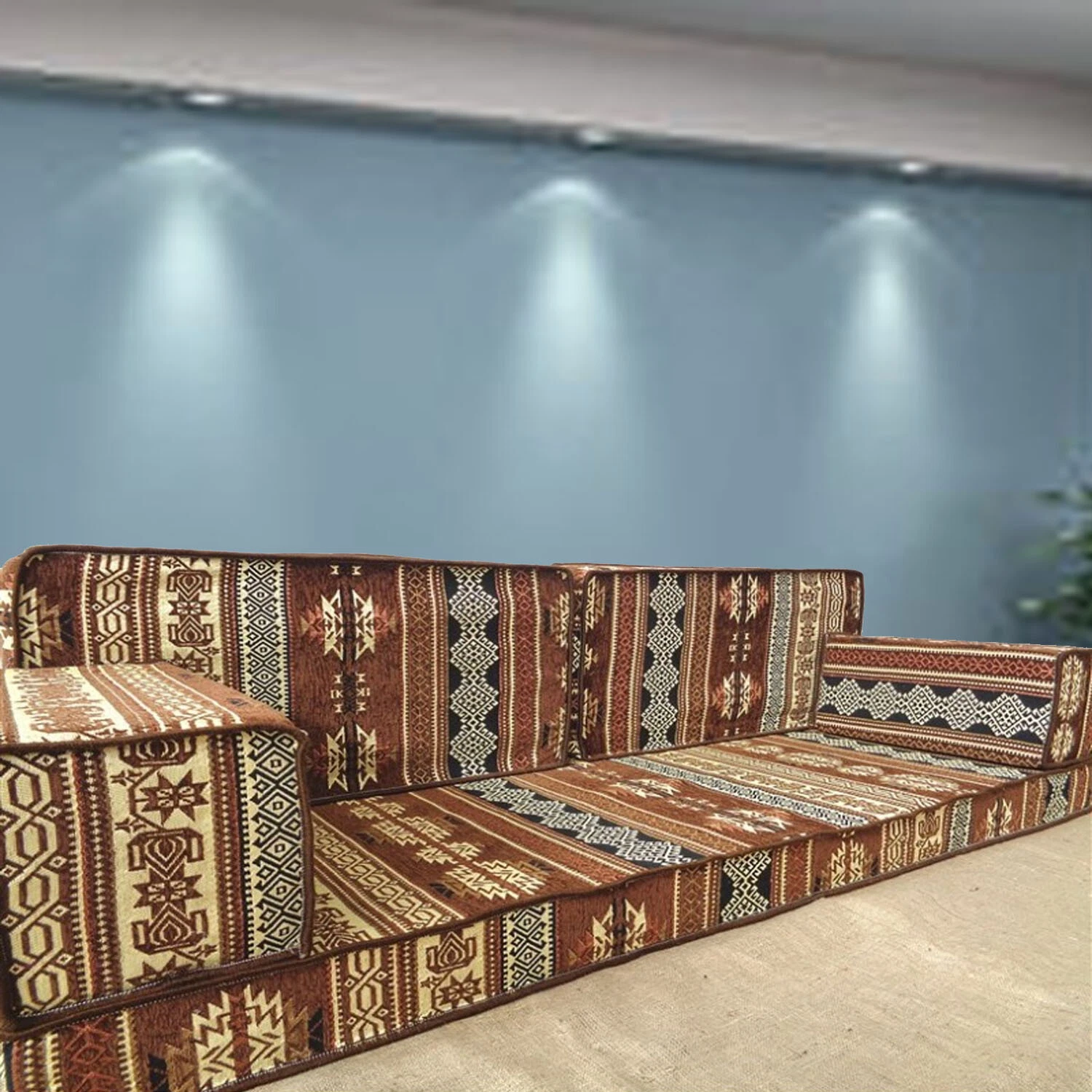 Majlis seating,floor level sofa,patio furniture,floor cushions