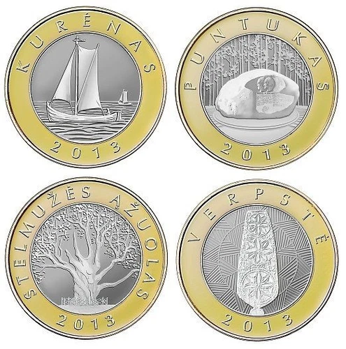 LITHUANIA 2 Litas Commemorative Coins Set of 4 Litai (2013) BiM UNC