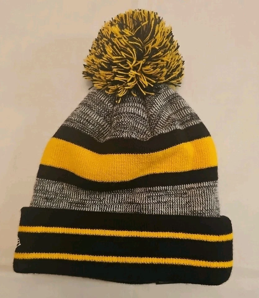 NFL NUEVA ERA Equipo Ropa PITTSBURGH STEELERS INVIERNO TEJIDO POM GORRO Foto 3 de 4