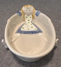 RARE Vintage Fitz and Floyd “Jill” Bathtub Soap Dish 70s Polka-Dotted Dress.  VA